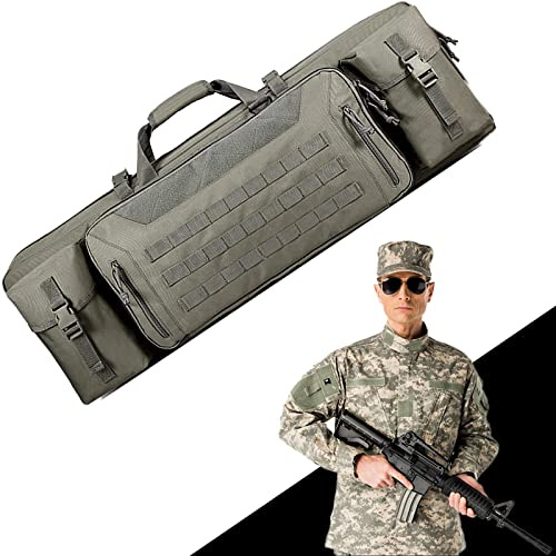 Bolsa Táctica de Doble Rifle, Funda para Armas Airsoft Mochila para Carabina con Bolsillo Lateral y 2 Bolsillos con Solapa, Estuche para Rifle para Armas, Cañas de Pescar y Equipo de Campamento