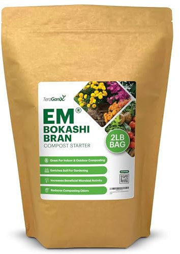 TeraGanix EM Premium Bokashi BRAN, Acelerador de Compost, Mezcla de Salvado de arroz, eliminador de olores, formulado por el Dr. Higa (Bokashi Inventor), iniciador de Compost Bokashi para Cubo de