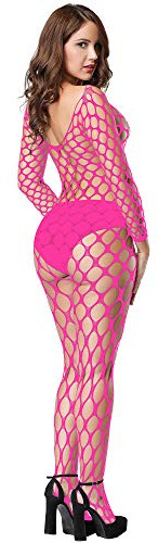 Bommi Fairy Women Lingerie Fishnet Bodysuits Nightwear for Romantic Date Long Sleeve Babydolls Mini Dress Mesh Stockings Tights Free Size