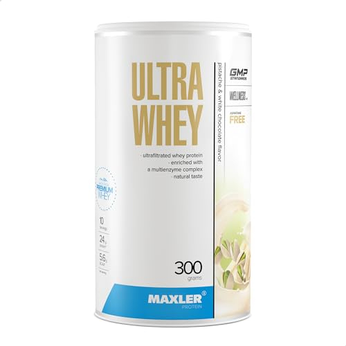 Maxler Ultra Whey Proteina - Proteina Whey - Proteinas para Masa Muscular - Proteinas Whey Isolate - Proteinas Whey - Pistacho & Chocolate Blanco - 300g de Proteina