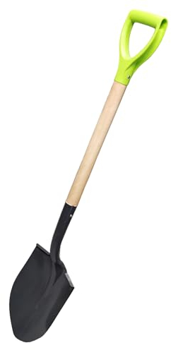 Handliche Garten Spitz Spaten Schaufel Gartenspaten Gartenschaufel mit Trittkante Holzstiel und D-Griff Garten Schüppe Schippe Grabe Spaten Metall Holz Stiel Feldspaten 106 cm