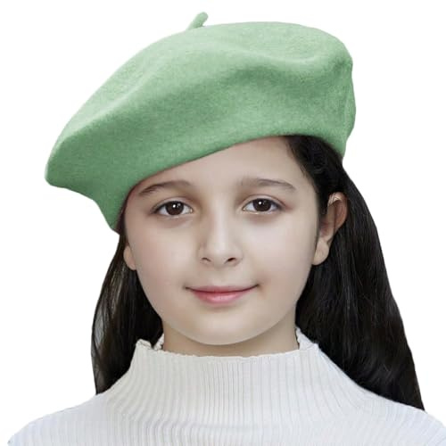 Gajaous Berretto Francese in Lana per Bambini, Berretto Artistico Classico e Caldo in Colore Unito per Bambina e Neonata
