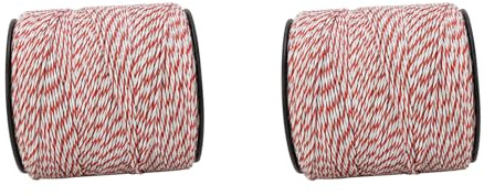 TOPINCN 2 RULLAR Elektriskt Stängsel Polywire, 1000 M Totalt Bärbar Rull Boskap Stängseltråd Rostfritt Stål Ledande Rep