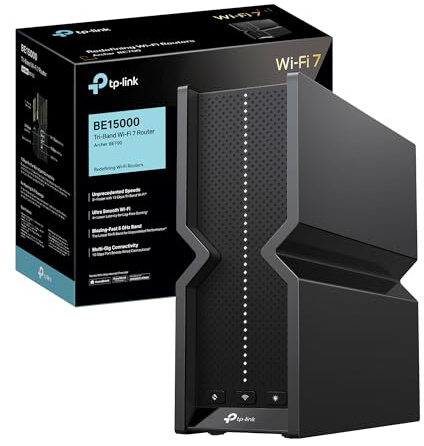 TP-Link Archer BE700 Wi-Fi 7 Router, Tri-Band BE15000 WLAN mit 8 Streams, 5 Ethernet-Ports (10 Gbps-Port + 2,5 Gbps-Port + 3 × Gigabit-Ports), MLO, USB 3.0, VPN, WPA3, Kindersicherung, HomeShield