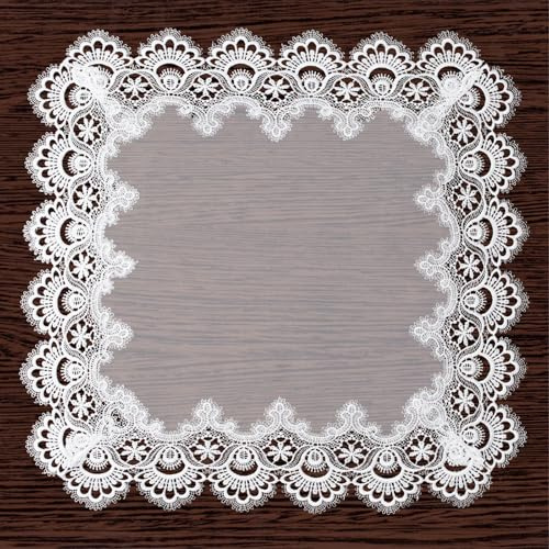 URROMA Napperon rond élégant en dentelle jacquard avec motif floral, set de table au crochet, décoration de table pour maison, commode, table à manger, 60 cm