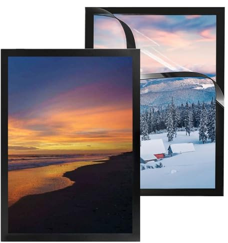CAAGGMM Diamond Painting Marco, 2 Piezas 30 x 40 cm Marco de Foto Magnético Autoadhesivo, Accesorios para Pintura Diamante, para Documentos, Exposición de Fotos(Negro)