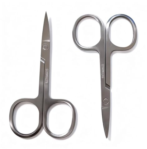 LifgWas 2pcs Ciseaux Ongles en Acier Inoxydable avec Lame Incurvée Tranchante, Cuticule Ongle, Ciseaux Sourcils Femme, (9G, 8.7CM)