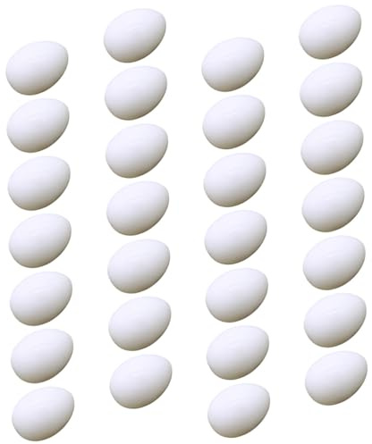 ERINGOGO 28pcs Fake Pigeon Eggs for Incubation Sturdy Plastic Solid Hatching Induced Eggs 3.8x2.8cm Suitable for Dove Breeding and Diy Decoration