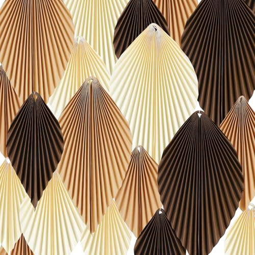 LALAGO 18 pcs Abanicos de Papel Colgantes con Forma de Hoja Marrón para Decoración, Guirnalda, Decoración Otoñal, para Cumpleaños, Bodas, Graduaciones, Fiestas Infantiles, Otoño