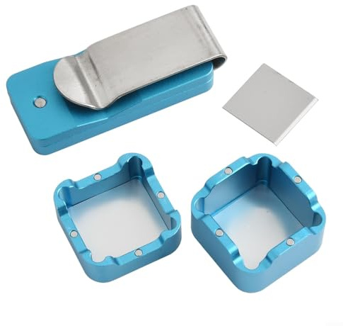 Caja de tiza de aluminio para billar y piscina con construcción robusta y diseñada para uso frecuente en interiores y exteriores (azul)