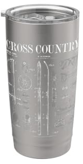 Sci di fondo Sci nordico Vintage Patent Skier Print Bicchiere termico in acciaio inox doppia parete