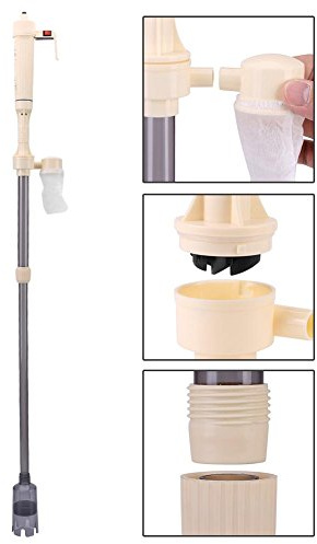 Limpiador de de grava para peceras, funciona con pilas, cambiador de agua para acuario, sifón de limpieza, herramienta de limpieza para de agua de pecera con filtro de malla y
