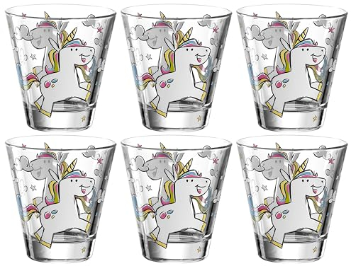 Leonardo Bambini 017902 - Juego de 6 vasos de cristal con diseño de animales, aptos para lavavajillas, 215 ml