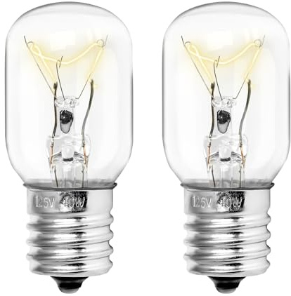 Belleone Microwave Light Bulb Fits for GE Ken-More Whirlpool LG Maytag Amana Microwave, 125V 40W Microwave Surface Light Bulbs Under Hood Replace for WB25X10030 8206232A, E17 Base, 2PCS