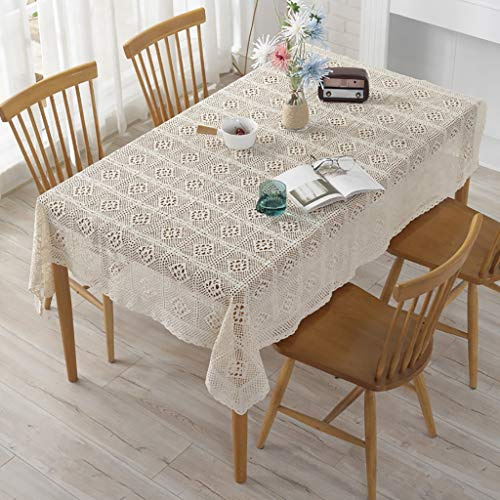 Elegante y lujoso Mantel Manteles Tapetes De Ganchillo Hecho A Mano De Ganchillo Calidad Rectangular Blanco Algodón De Encaje For La Tabla Del Boda Del Cuadrado De La Tabla Mat Doilies Cubierta De Mes