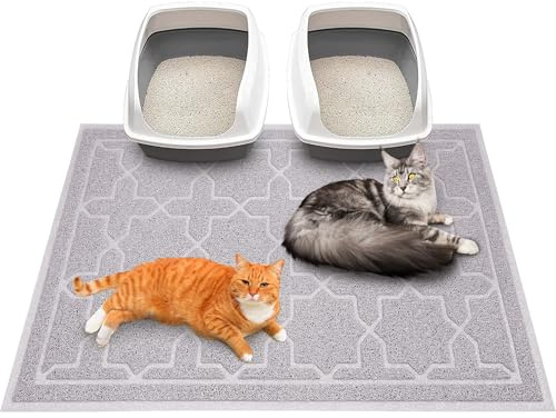 Yimobra Tappetino per lettiera per gatti, grande, per lettiera, 100x100 cm, facile da pulire, antiscivolo, resistente all'acqua, trappole per lettiera, senza ftalati, caffè leggero