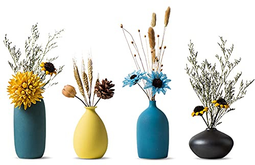 Sziqiqi Vasi Piccoli in Ceramica per Fiori Set di Vasi Decorativi per Soggiorno Mini Vasi Fatti a Mano per la Decorazione di Centrotavola Vaso Moderno Con Colori Opachi Morandi Set di 4