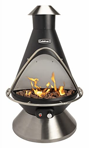 Cuisinart Chimenea Propane Fire Pit, 40,000 BTU Adjustable Gas Fire Pit for Patios, Includes Lava Rocks, Directional Heat Shield and Push to Start Ignition, Perfect for Backyards, Decks, and Patios