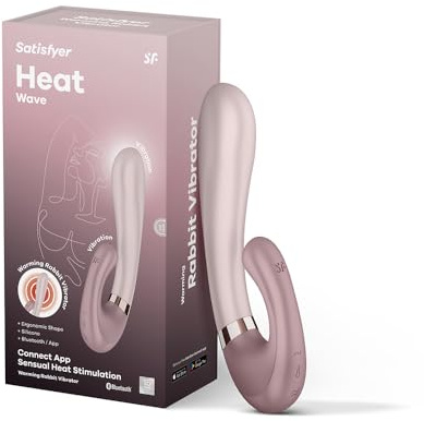 Satisfyer Heat Wave Connect App Dildo Vibrator | Vibratore coniglietto Bluetooth per Donne | Con Funzione Calore e Controllo App | Sex Toys Stimolazione Vibrante | Silicone di Grado medico