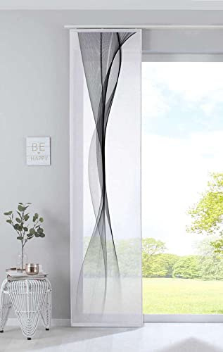 Gardinenbox Schiebegardine Flächenvorhang »Izmir« HxB 245x60 cm Welle Schwarz Voile Halbtransparent Paneelwagen Beschwerungsstange, 2022400