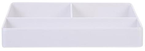 DOITOOL Tea and Coffee Station Organizer, Bar Box, Countertop Sugar Holder, Tea Bags Storage Bin, 3 Compartment Breakroom Coffee Condiment Organizer, Tabletop Display Box for Hotel Restaurant (White)