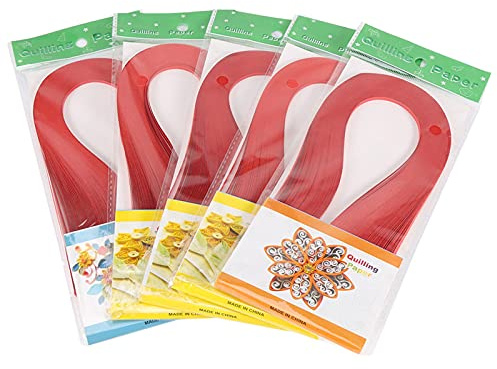 Ausla Pappersquillingsats med 600 ränder, 3 mm bredd, origamipapper i ren färg för gör-det-själv, quillingpapper, konst- och hantverkskortdesign (röd)
