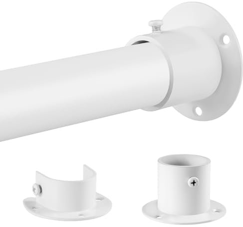 Adjustable Wardrobe Rail 74-100cm, White Heavy Duty Wardrobe Pole, Hanging Rails for Clothes with End Sockets & Screws for Wardrobe, Balcony,Diameter 32mm