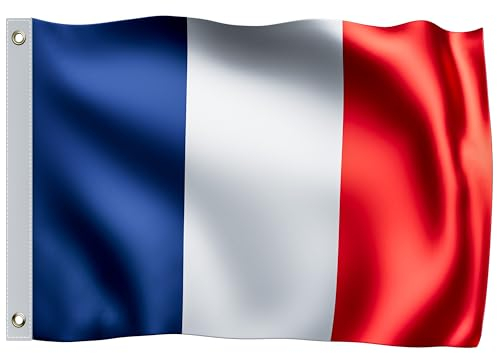 MONZANA® Drapeau France 150x90cm drapeau national français oeillets métalliques résistant intempéries 100% Polyester extérieur bords double ourlet