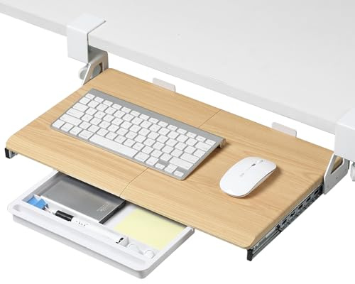 ETHU Piccolo Vassoio per Tastiera, Vassoio Tastiera Estraibile con Morsetto C di Grandi Dimensioni, 500X300mm Vassoio per Tastiera, Adatto per casa e Ufficio