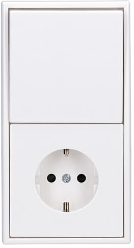 Jung Serie LS Komplett-Set Alpinweiß: 506U Wippschalter Universal + LS990WW Wippe f. Schalter/Taster + LS1520KIWW SCHUKO Steckdose mit Berührungsschutz + LS982WW Rahmen 2fach