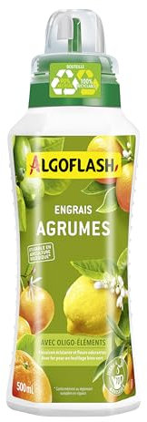 Algoflash Engrais Liquide Agrumes, Utilisable en Agriculture Biologique - 500 ML, Marron