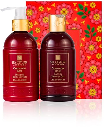 Spa Ceylon Cardamom Rose Bath & Body Duo Set | Ayurvedic Luxury Gentle Body Wash & Body Lotion Set | Organic & Natural | Body Care Gift Set | Gift set | 250ml x 2