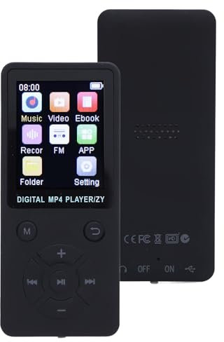 MP3-spelare med Bluetooth 5.0, HiFi-ljud Bärbar Musikspelare med Hörlurar, 1,8-tums Skärm Minimusikspelare med Röstinspelare, FM-radio, E-bok, Stöd Upp Till 64 GB för Sport