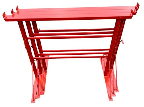 HILL TOP FABRICATIONS LTD - 3 x BUILDERS TRESTLES SIZE NO.2, ADJUST FROM 750mm - 1200m (Trestle Band Stands) SWL 400kg Made In The UK - Powder Coated Orange For Hard-Wearing Finish. Ideal For Builders