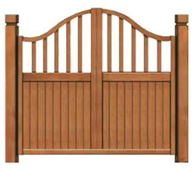 Outdoor Teak Wood Double Opening Picket Fence Gate for Elegant Garden Protection and Easy Installation Brown Color Kit for Residential Patio and Yard Entry
