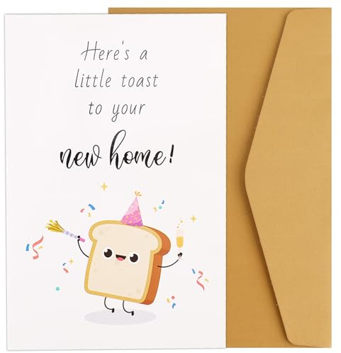 Tinoaly Carte Nouvelle Maison, Carte Pendaison de Crémaillère Amusante pour Couples un Petit Toast à Votre Nouvelle Maison Cartes Vœux Félicitations pour Amis Cadeau Pendaison de Crémaillère