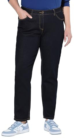 Ulla Popken Pantalones Vaqueros para Mujer, Pantalones Casuales Boyfriend, Dark Azul Denim, 47W / 32L