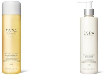 ESPA | Bergamot & Jasmine Body Duo | Inlcudes Bergamot & Jasmine Shower Gel and Body Lotion | Aromatherapy & Pure Essential Oils