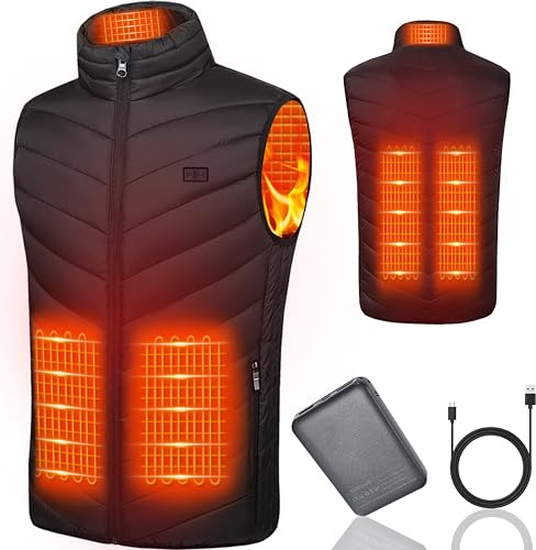 Mincoo Gilet Riscaldabile per Uomo e Donna, Gilet Riscaldato USB con Batteria da 5 V 10000 mAh, Giacca Calda Invernale per Escursionismo, Caccia, Moto