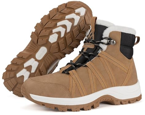 Mishansha Chaussures Femme Hiver Bottines Chaudes Fourrées Gr.36-42 | Chaussure Randonnée,Antidérapante,Bottes de Neige,Bottine Hiver,Doublure Peluche,Trekking Camping