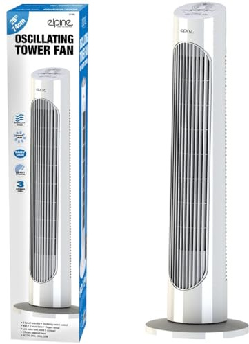 HomeVibe 29 Oscillating Tower Fan – 74cm White Cooling Fan with 3 Speed Settings, Quiet Operation & Wide-Angle Airflow, Slim Electric Floor Fan for Home, Office & Bedroom – Model LG29-01