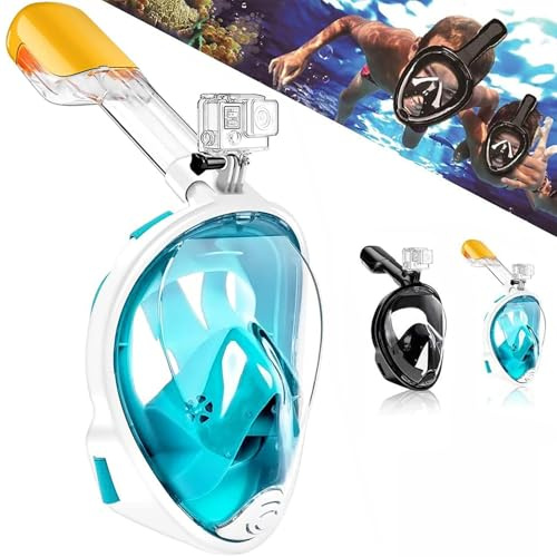Snorkel Mask, Full Face 180°view Snorkeling Gear with Panoramic Design-Compatible Sports Camera, Diving Mask with Anti-fog and Anti-leak Technology for Adults and Kids
