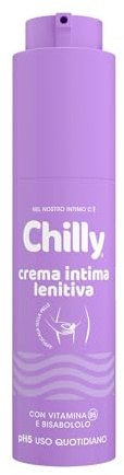 Chilly, Crema Intima Lenitiva, con Vitamina B5 e Bisabololo, Azione Idratante e Calmante, Dona Sollievo dai Piccoli Fastidi Intimi, Texture Fluida e Vellutata, pH5, Ideale per Uso Quotidiano, 50 ml