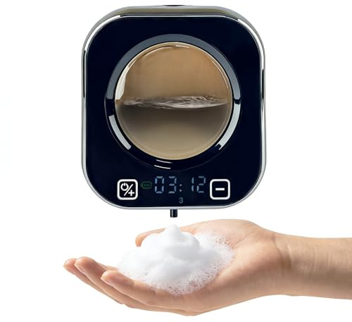 Dispenser Sapone Automatico, 320 ML Senza Contatto da Parete Tipo Dispenser Sapone con Sensore 5 Livelli di Erogazione Adatto per Bagni Cucine e Uffici Nero