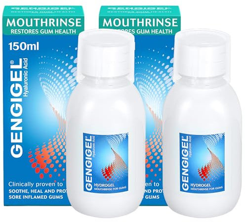 Gengigel Mouthwash 150ml (Pack of 2) – Hyaluronic Acid Mouth Ulcer Treatment for Adults, Gum Repair & Gum Disease Support, Oral Rinse for Bleeding Gums & Mouth Ulcers