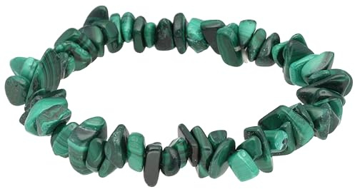 Lebensquelle Plus Malachit Splitterarmband | Handgefertigtes Elastisches Stretch Splitter Armband | Echter natürlicher Edelstein (Malachit)
