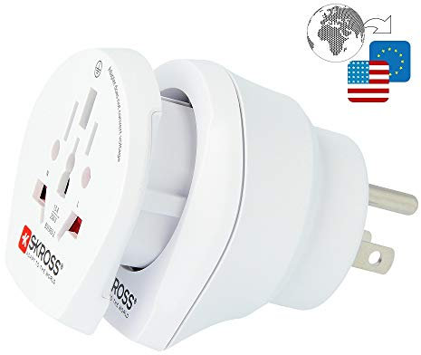 SKROSS Combo World to USA Travel Adapter - Universal Adapter for US & European Devices, Supports High Power Devices like Laptops & Hairdryers (1.500204-E)