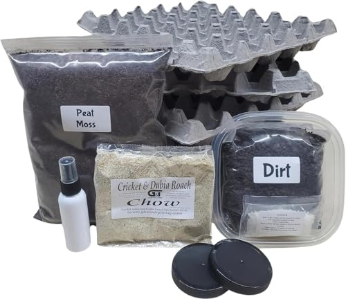 G&T Country Living 1-Tub Cricket Breeding Kit - Complete Starter System with Peat Moss, Egg-Laying Container, Feed & Water Crystals for Feeder Insects