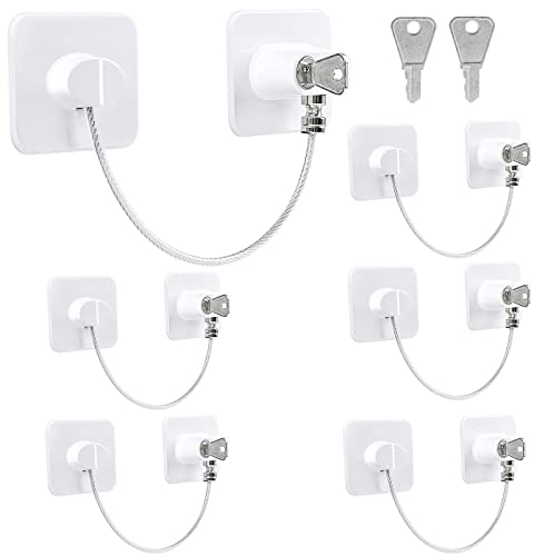 Niviy 6 Stück Schubladen Kindersicherung Kühlschrank Schloss Mit Schlüssel ohne Bohren,Schwarz Schrank Kindersicherung für Waschmaschine,Kleiderschrank,Kühlschrank,Fenster,Schützt Kinder und Haustiere