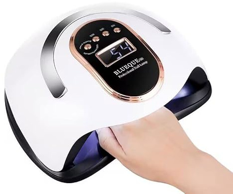 zalati Lampe à Ongles 168W LED UV Lampe de Polymérisation avec 4 Minuteurs Poignée Portable Séchoir Rapide pour Outil de Soin des Ongles - 168W, Blanc